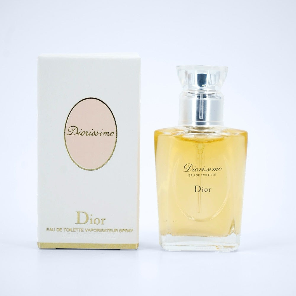 Nevora Dior Diorissimo Eau de Toilette perfume bottle and white box packaging featuring floral lily of the valley scent